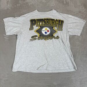 VTG‎ 90s True-Fan Sportswear Pittsburgh Steelers NFL Shirt Mens XL Gray Preowned